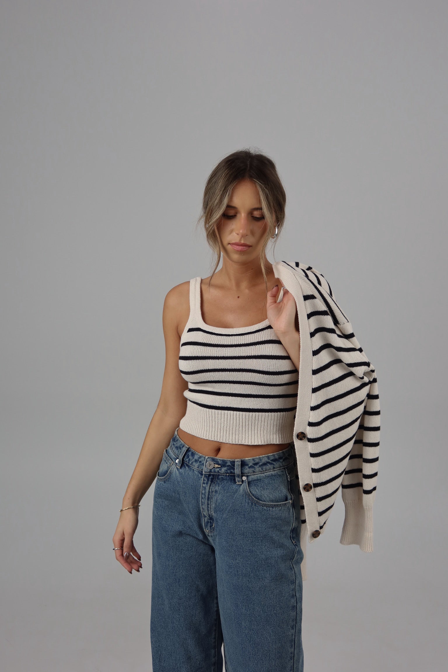 The Striped Knit Cardigan & Tank Set