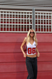 Nebraska Jersey Halter Top In White