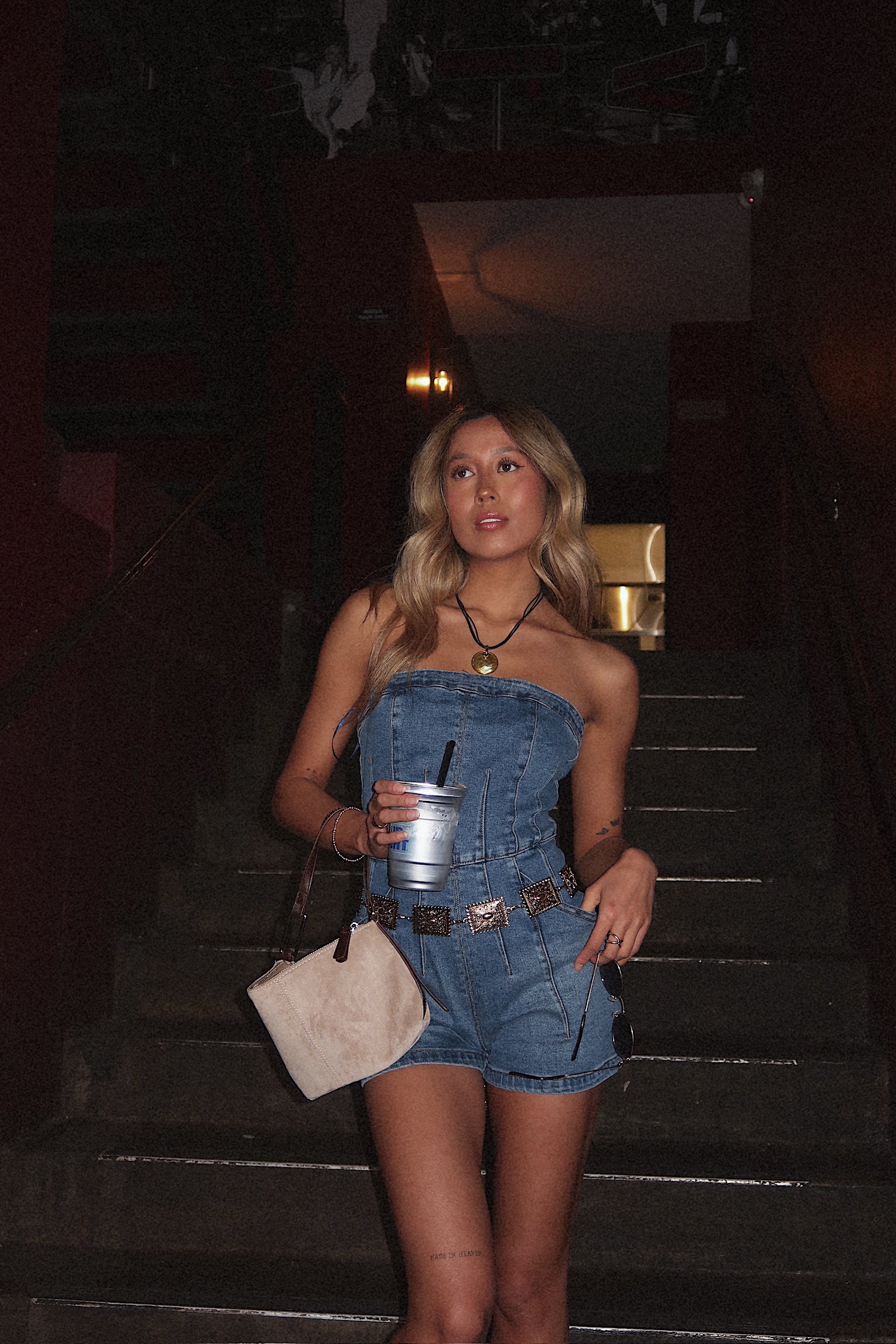 Bonnie Strapless Denim Romper