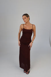 Mocha Ruched Maxi Dress