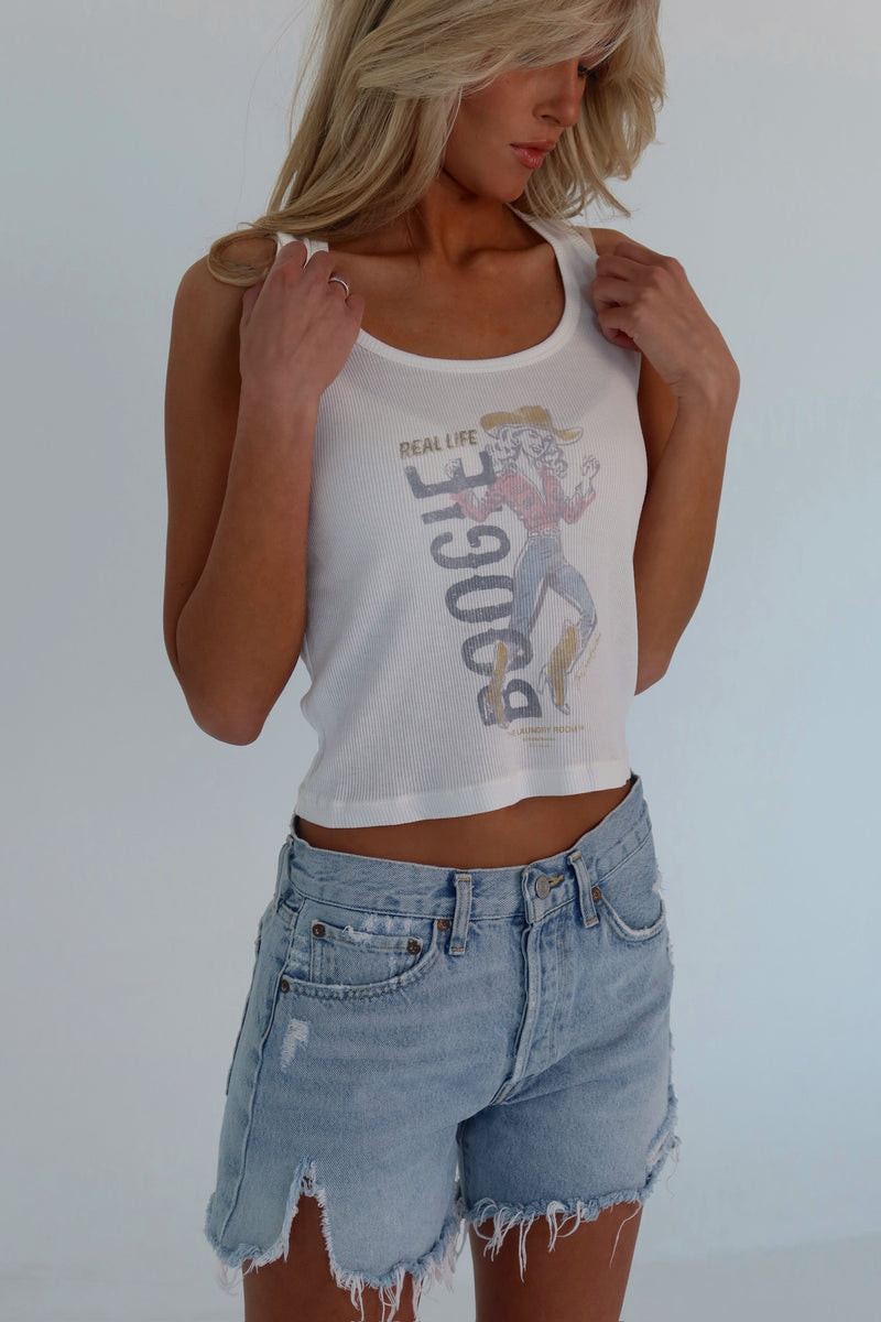 Real Life Boogie Rib Tank In White