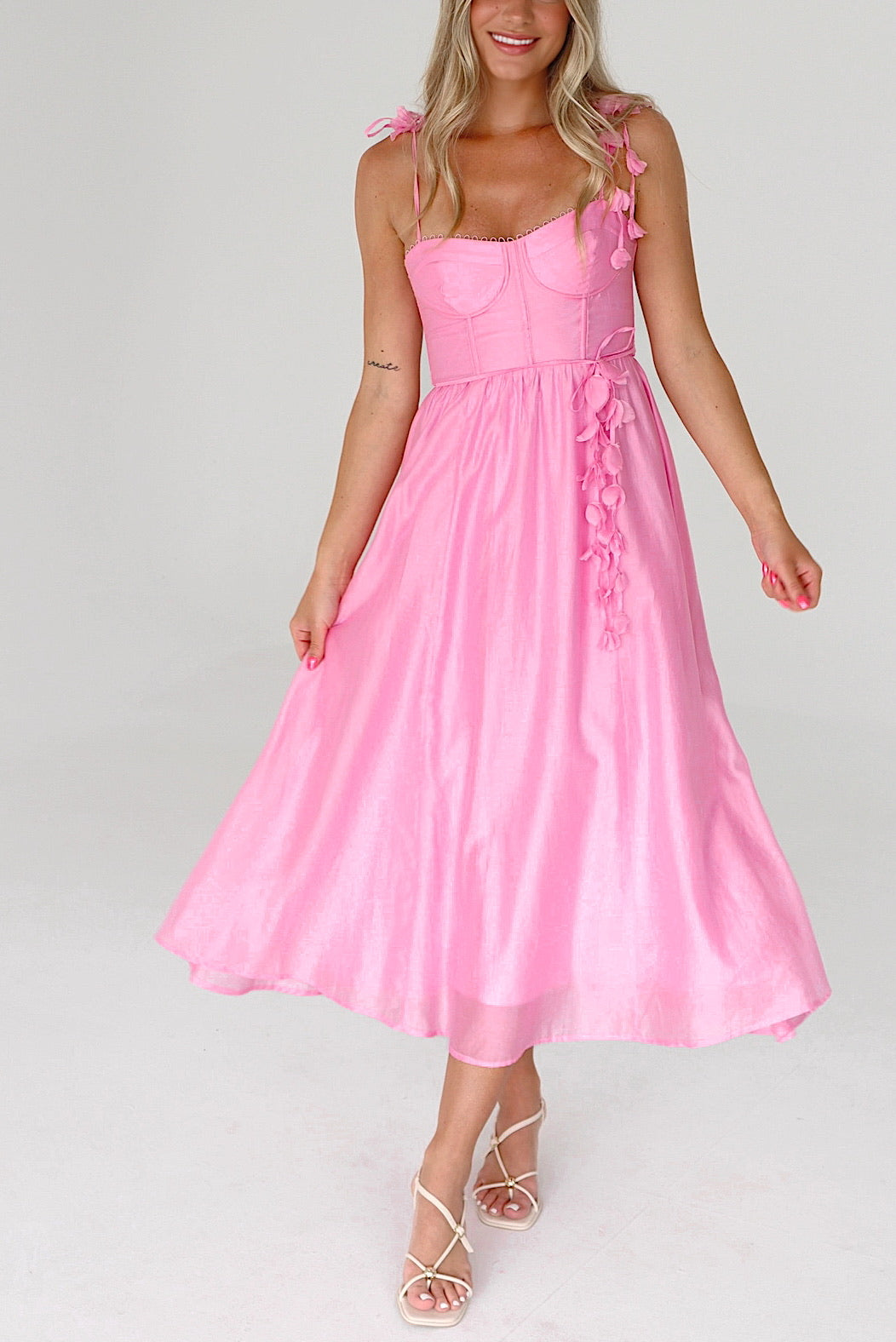 Aurora Floral Applique Midi Dress