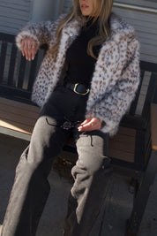 Snow Leopard Faux Fur Jacket