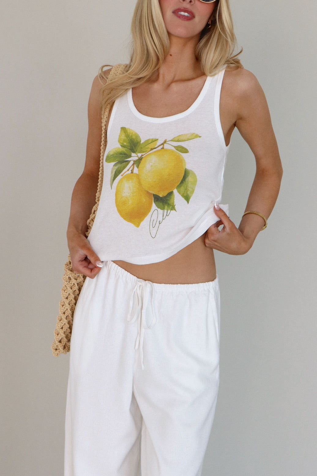 Fresh Lemoncello Rib Tank In White