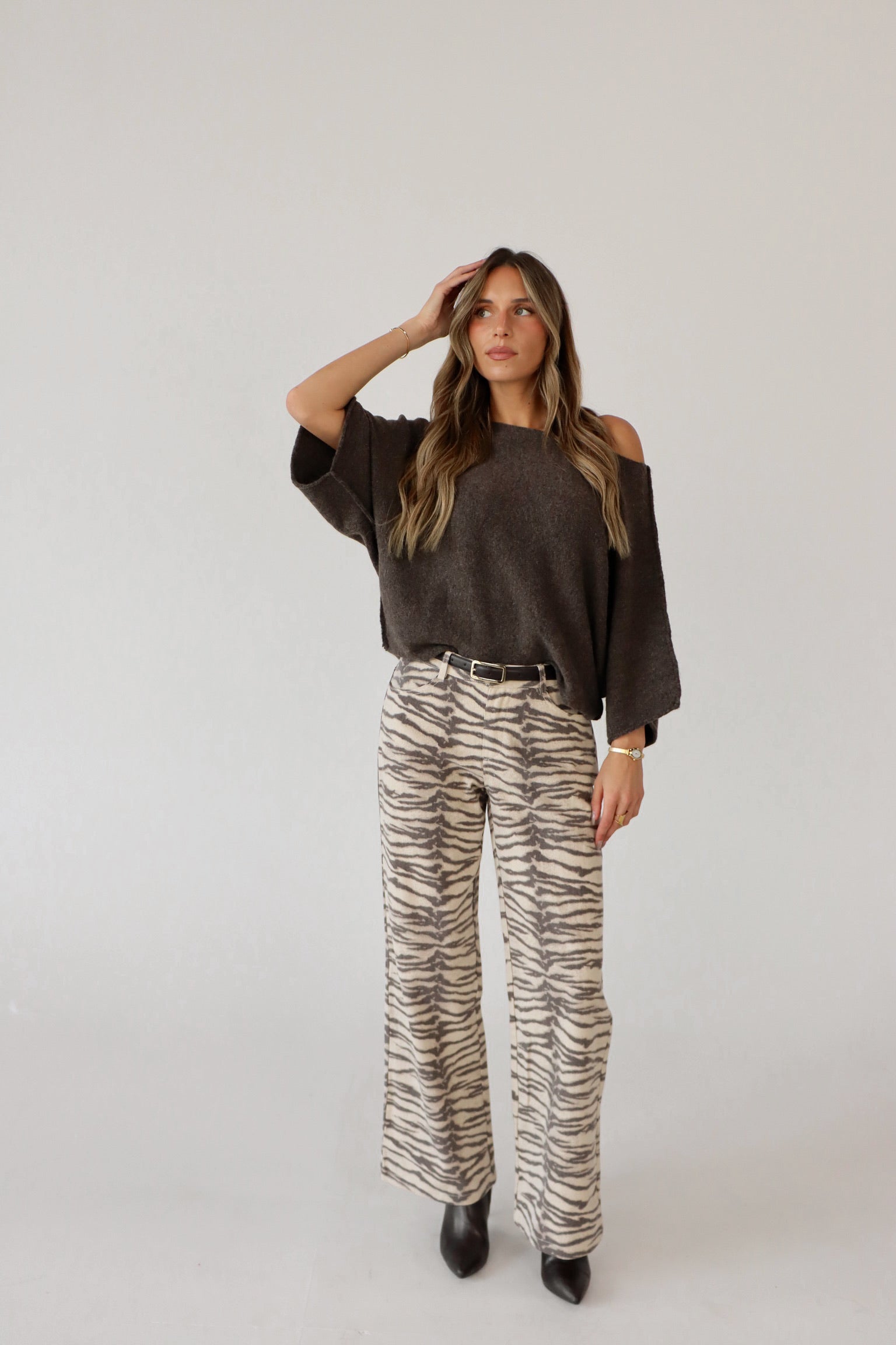 Tiger Print Barrel Jean
