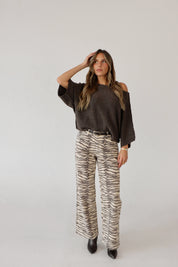 Tiger Print Barrel Jean