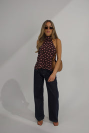 Polina Pink Polka Dot Halter Top