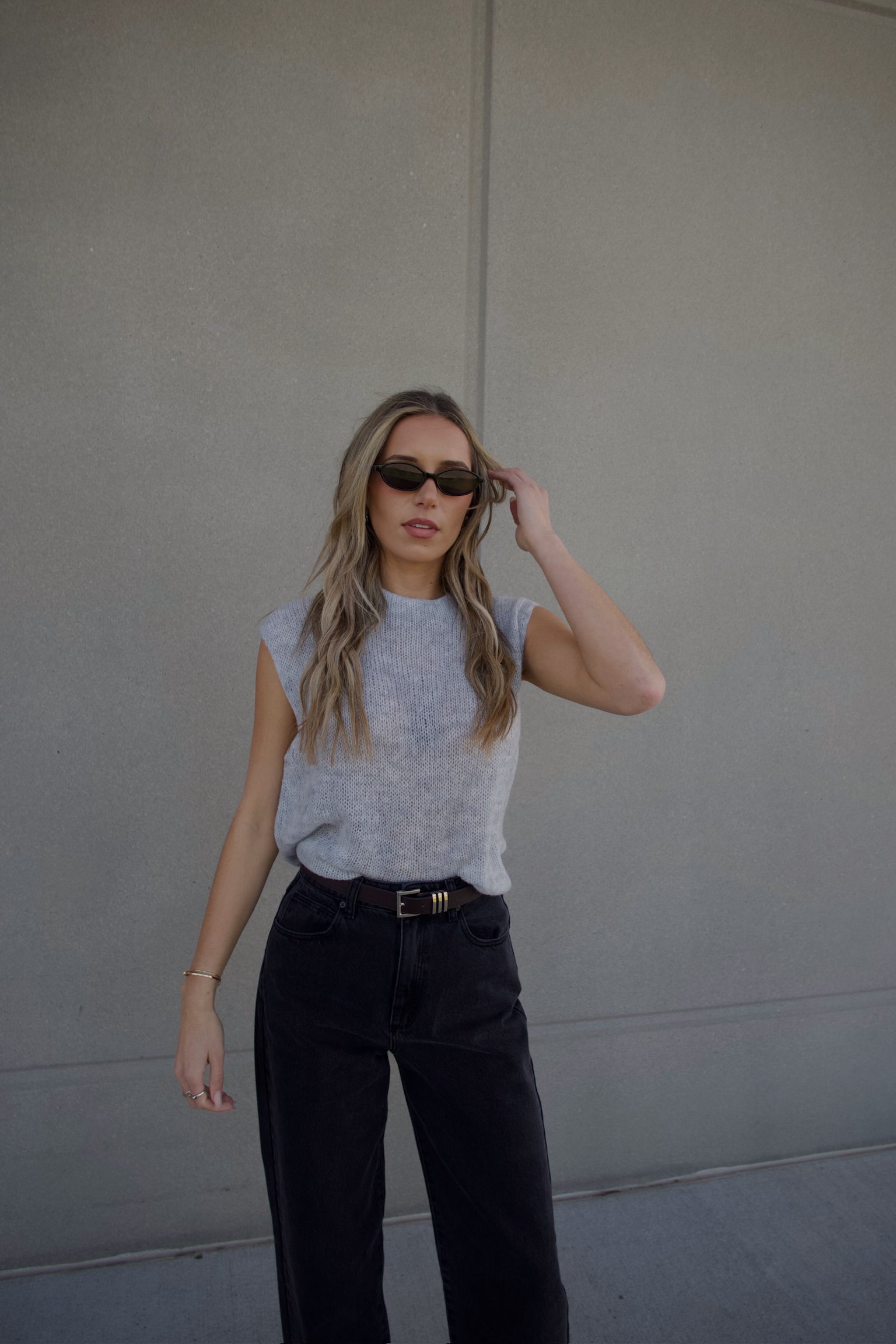 Noa Sleeveless Knit Top In Grey