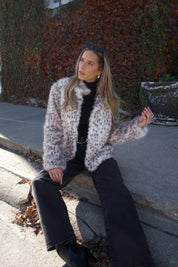 Snow Leopard Faux Fur Jacket