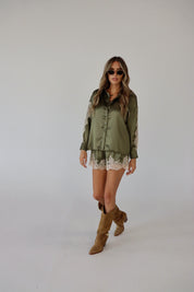 Nevaeh Olive Satin Short Set