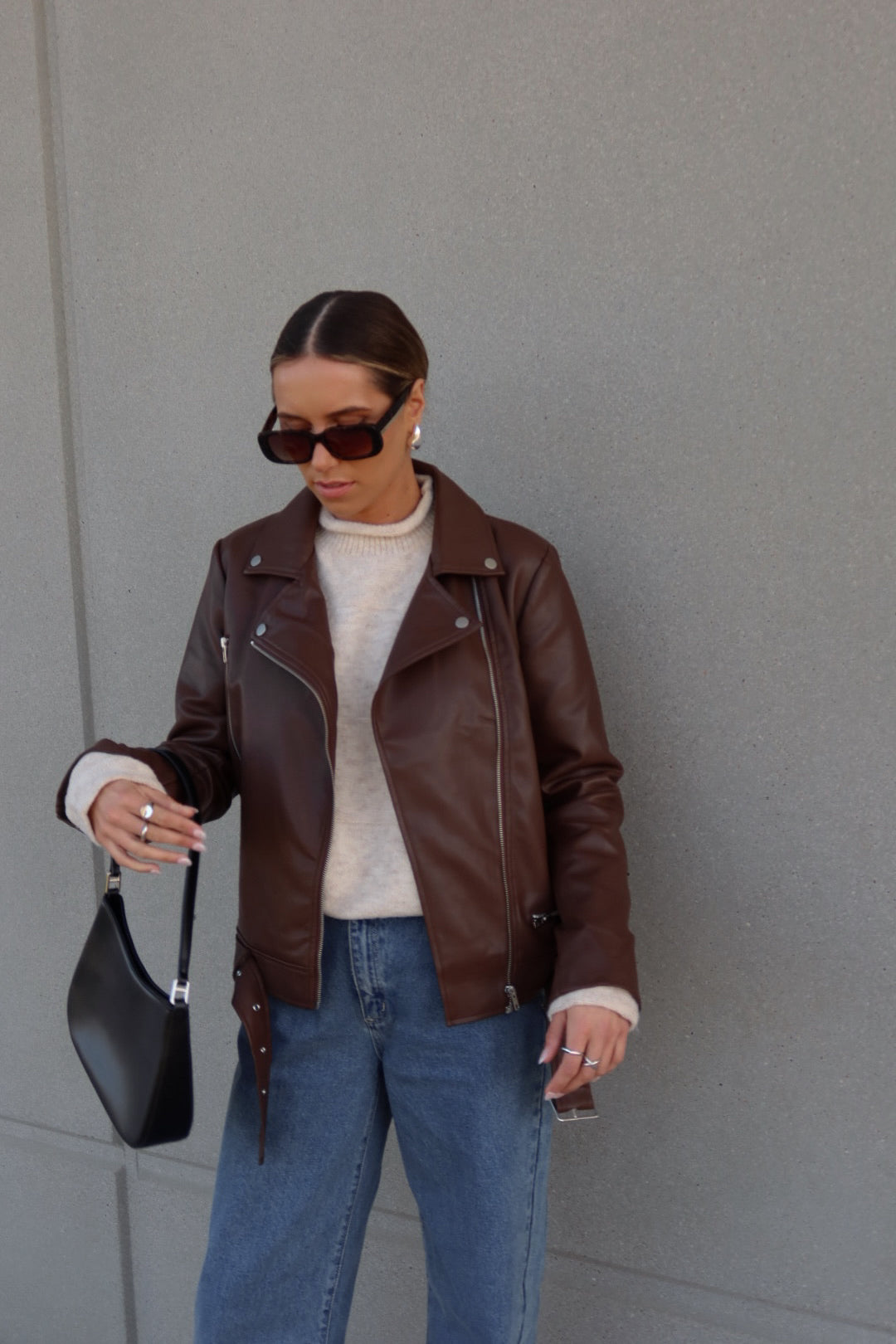 Brown Pleather Moto Jacket