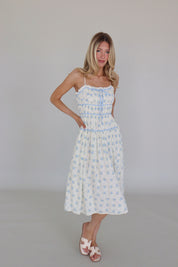 Leila Blue Floral Midi Dress