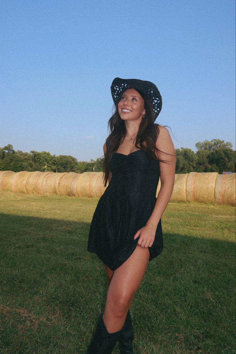 Luna Black Lace Mini Dress