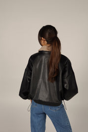 Callie Sherpa Collar Leather Jacket