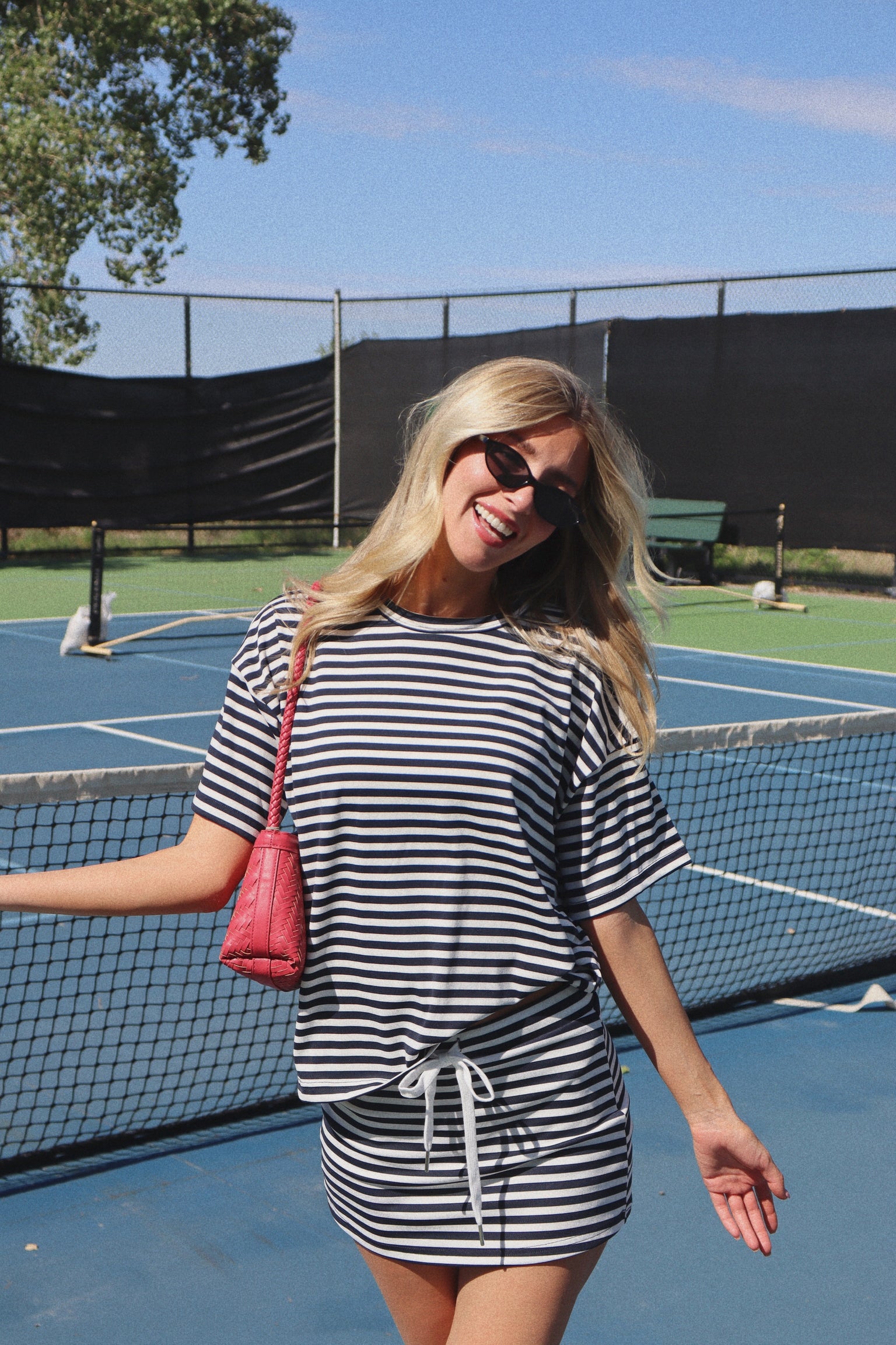Navy Striped Boxy Tee