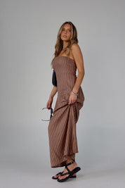 Maranda Strapless Linen Blend Maxi Dress