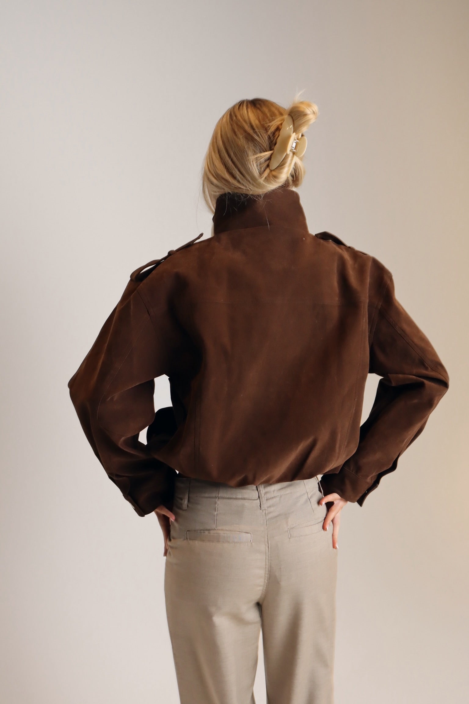 Chocolate Suede Bomber
