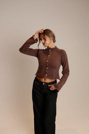 Eden Button Down Mock Neck