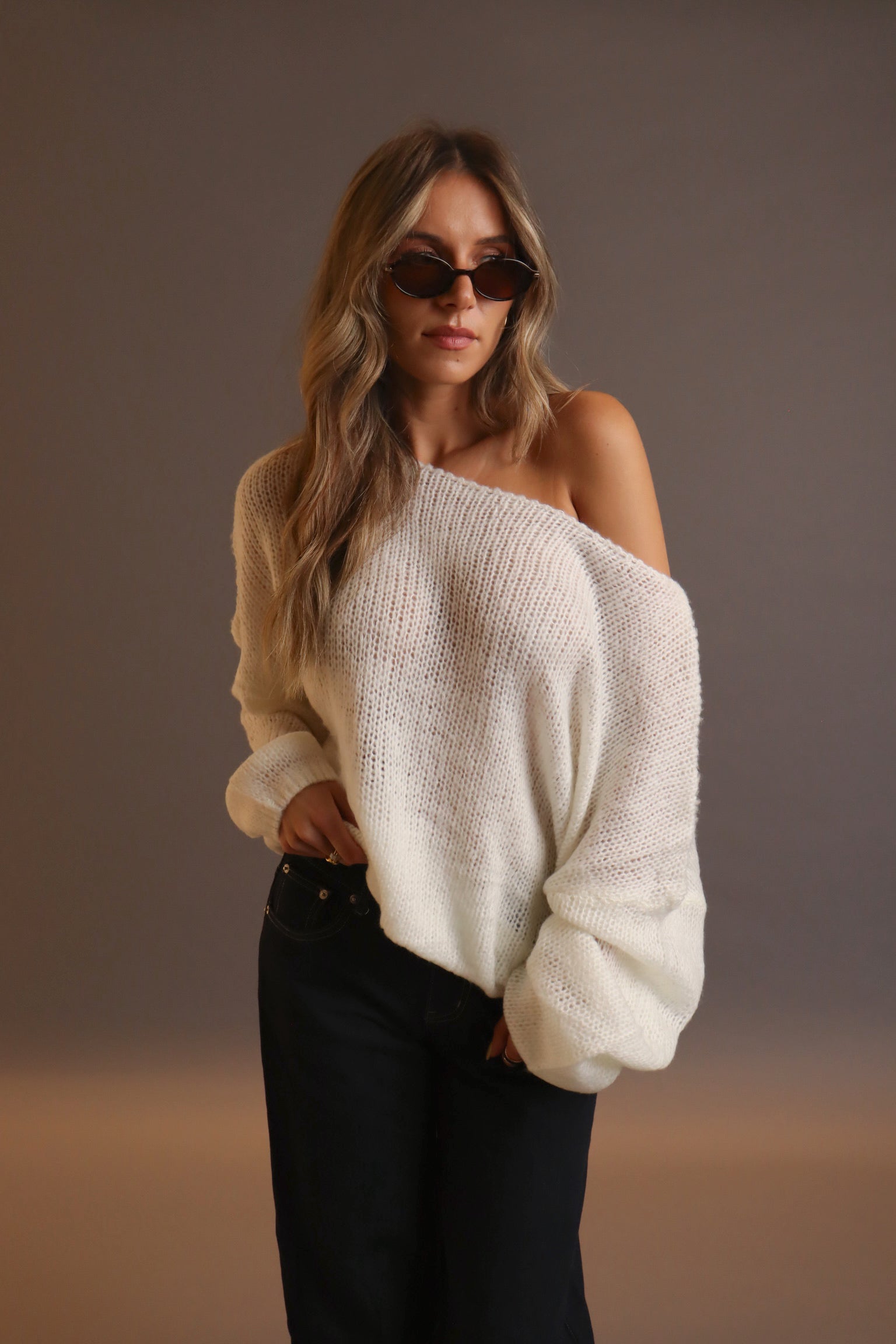 Kacey Boat Neck Pullover Sweater In Ivory