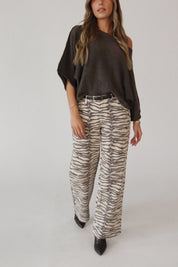 Tiger Print Barrel Jean