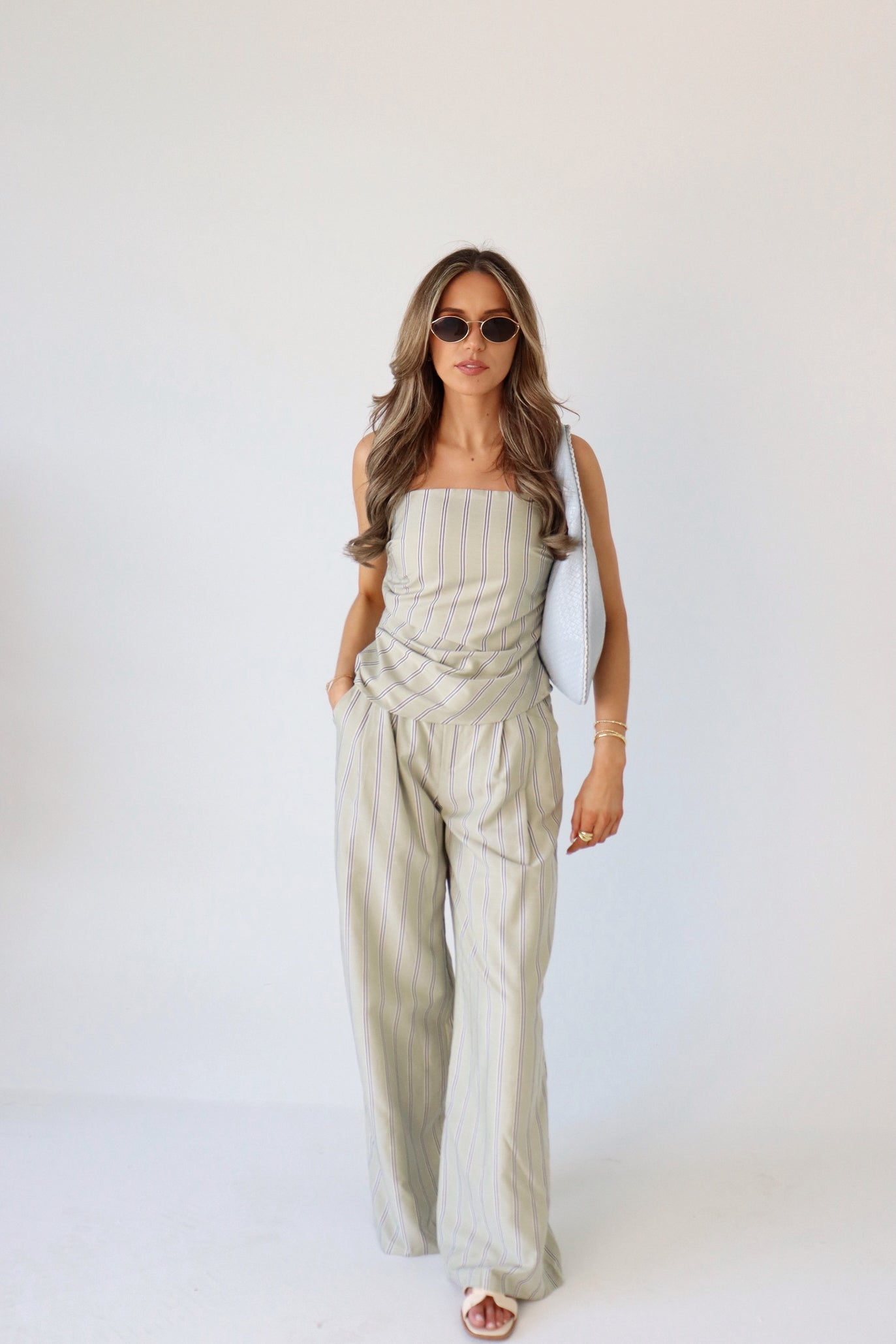 Delilah Pin Stripe Pant Set