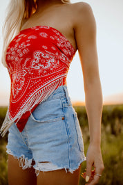 Red Fringe Bandana Top