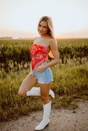 Red Fringe Bandana Top