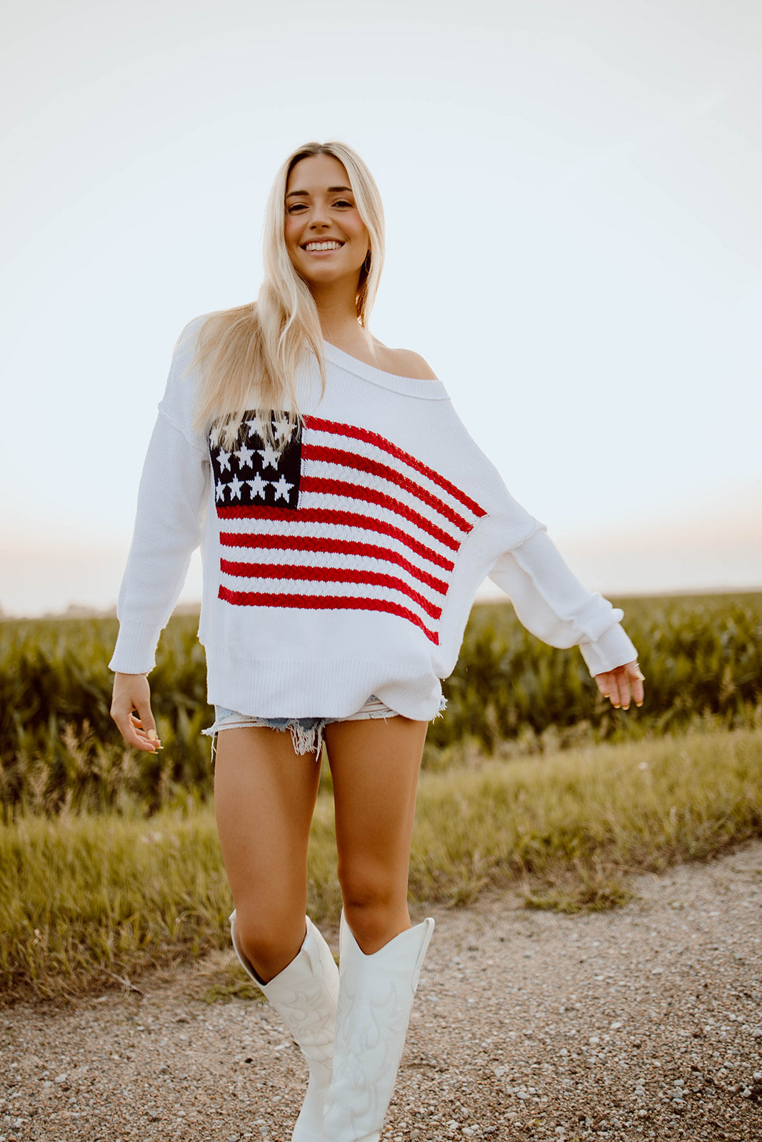 RESTOCKED: Hamptons Flag Knit Top