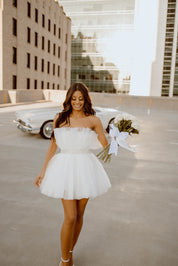 Kyndall Tulle Mini Dress in White