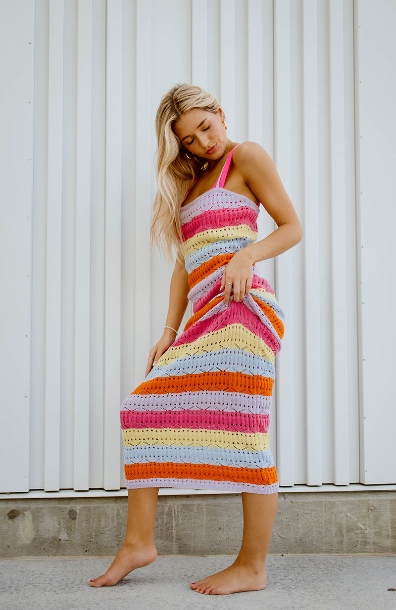 Millie Stripe Crochet Midi Dress