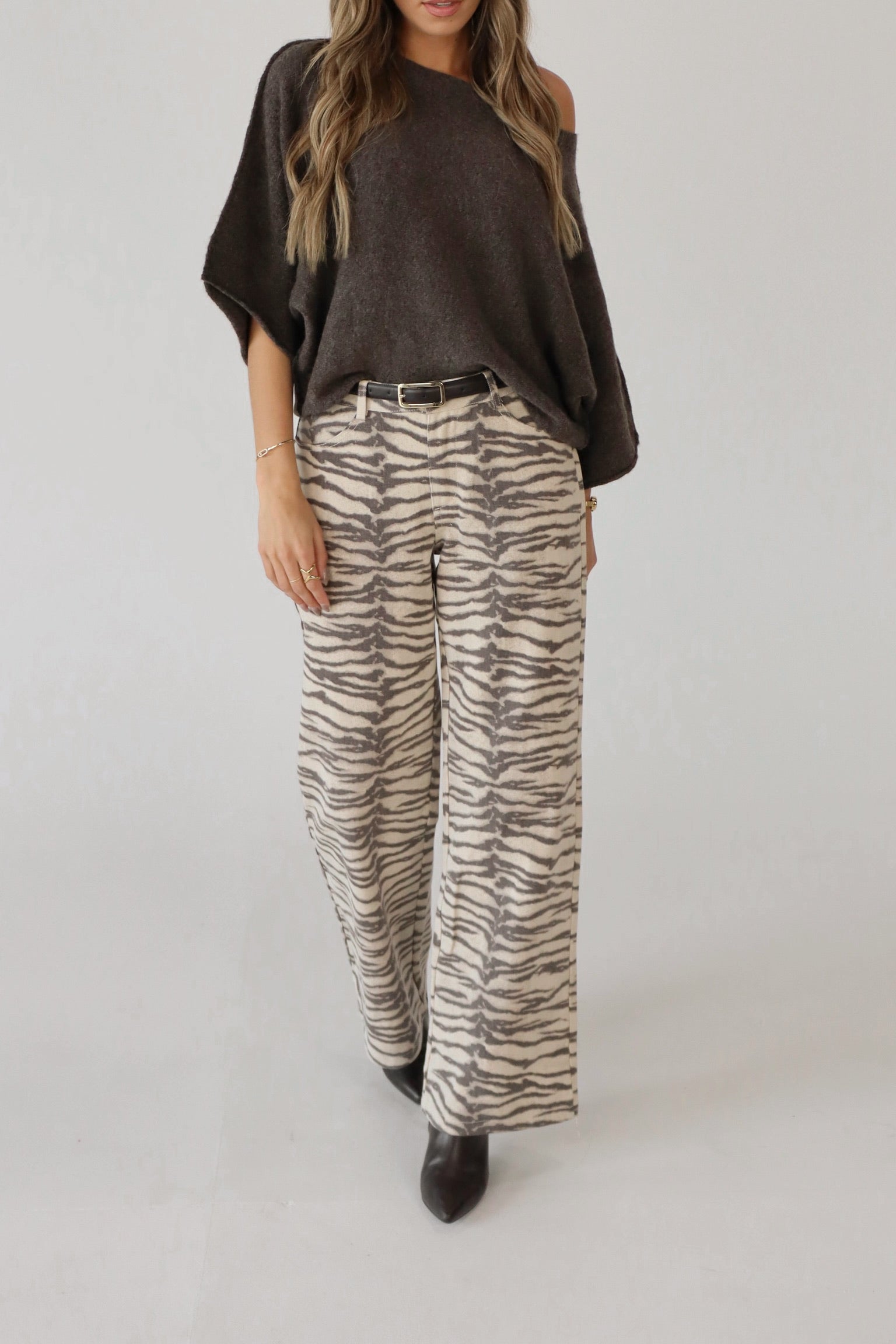 Tiger Print Barrel Jean