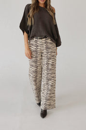 Tiger Print Barrel Jean