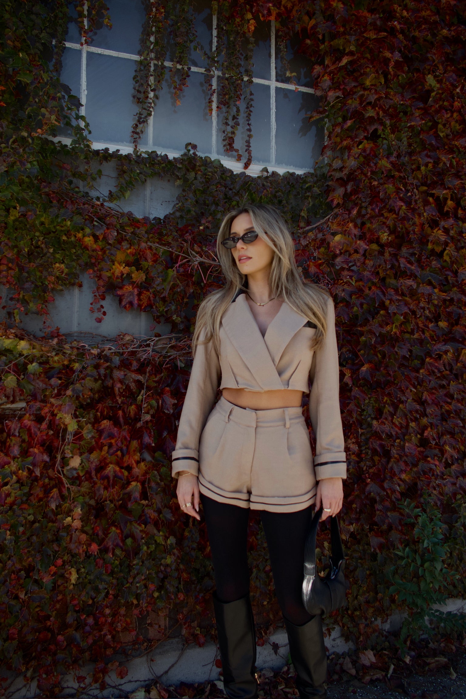 Brooklyn Structured Woven Cropped Blazer