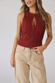 Jovie Burgundy Denim Top