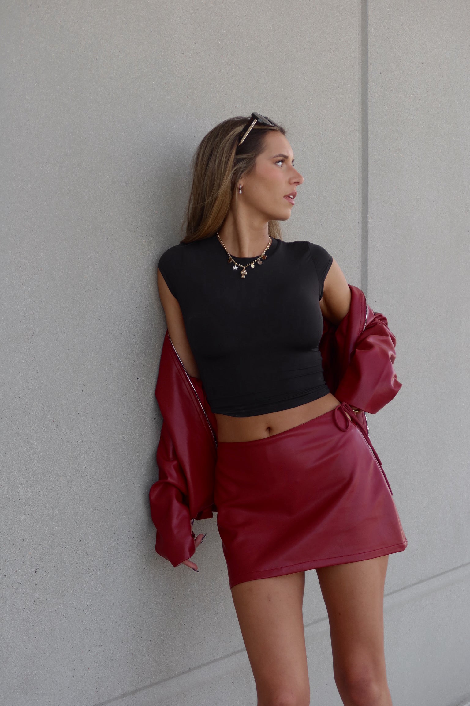 Pleather Side-Tie Mini Skort