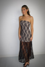 Brielle Lace Strapless Maxi Dress