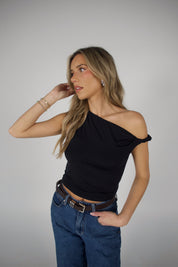 Jenni One Shoulder Top In Black