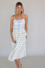 Leila Blue Floral Midi Dress