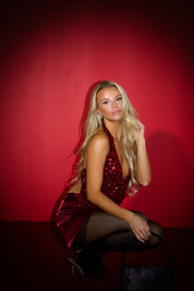 Bordeaux Satin Mini Skirt