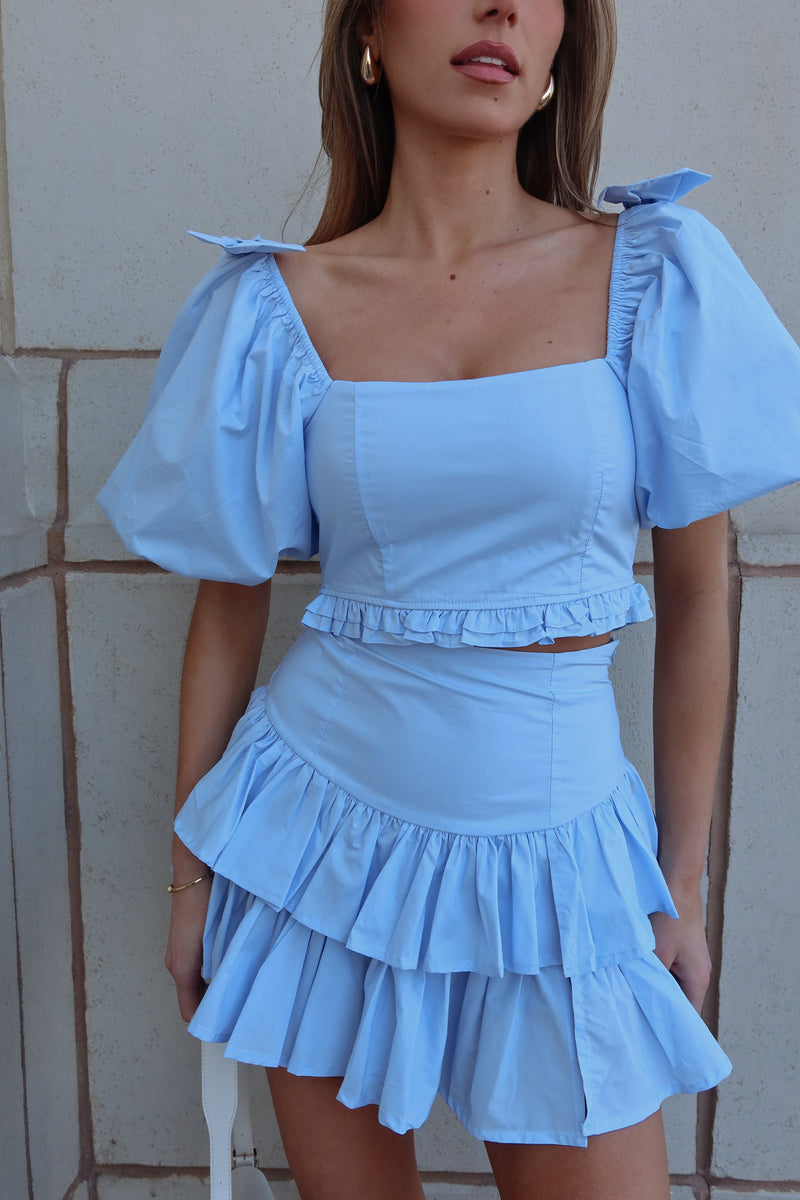 Zoe Puff Sleeve Crop Top And Skirt Set