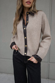 Myah Contrast Collared Cardigan