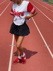 Huskers Cropped Baseball Jersey In White