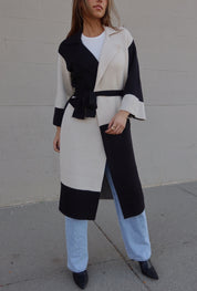 RESTOCKED :Knit Colorblock Trench