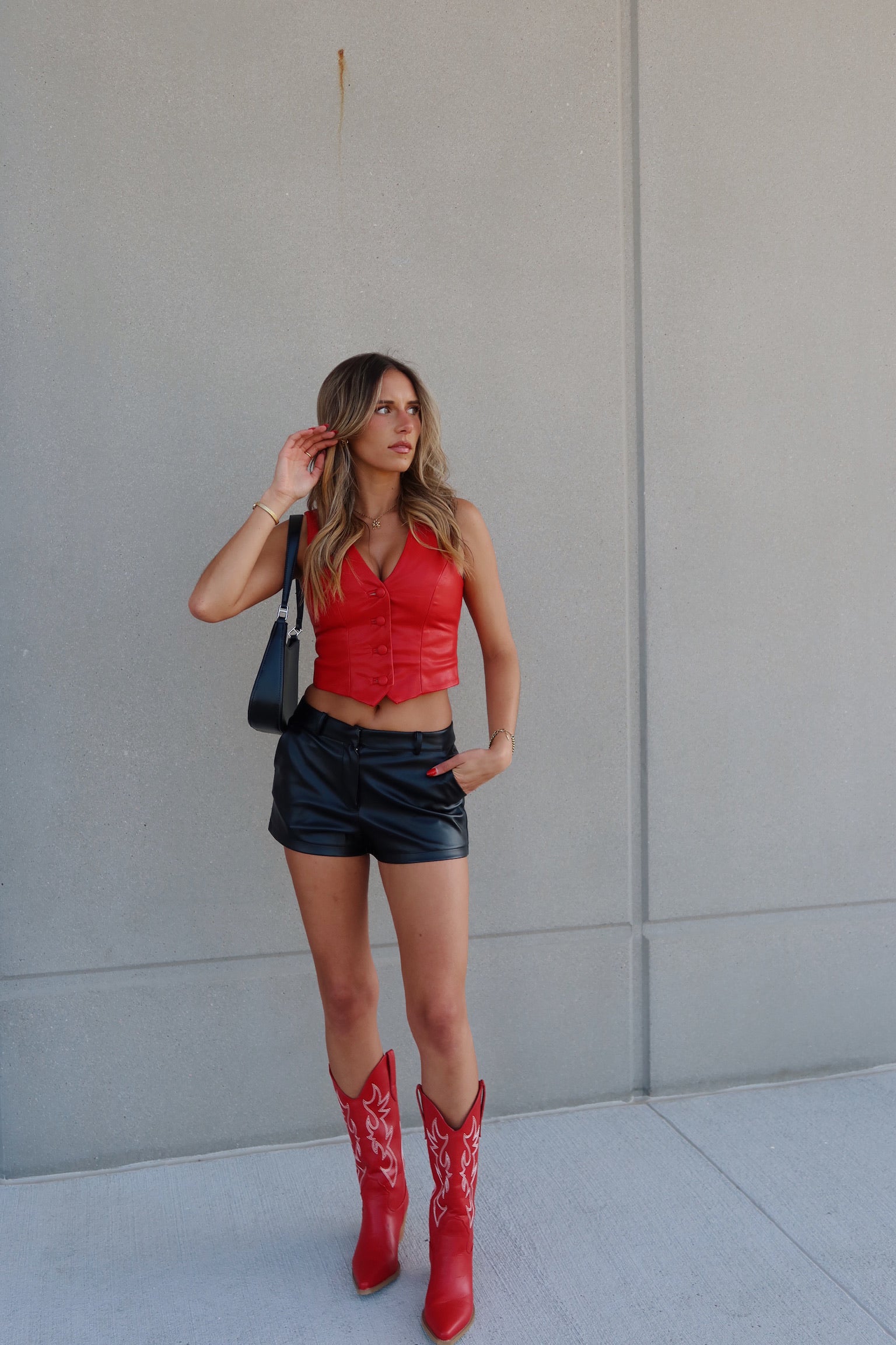 Red Faux Leather Vest