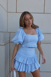 Zoe Puff Sleeve Crop Top And Skirt Set