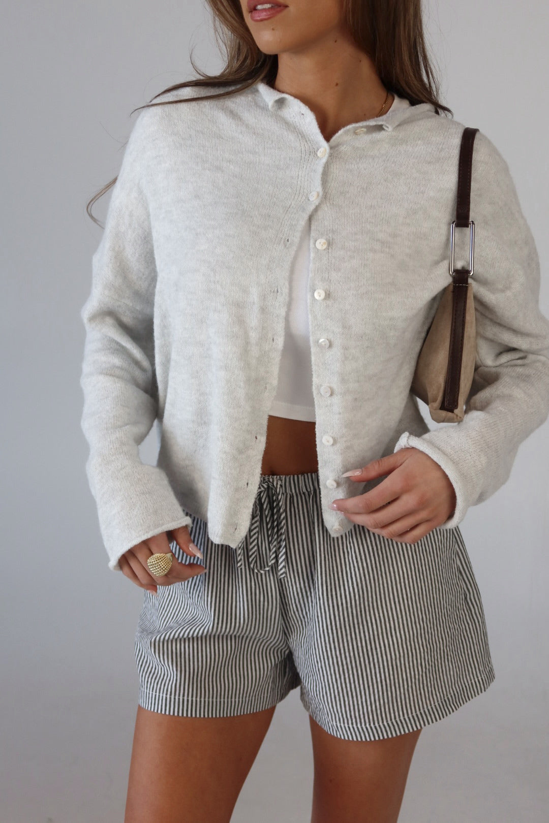 Briar Lightweight Cardigan in Heather Grey