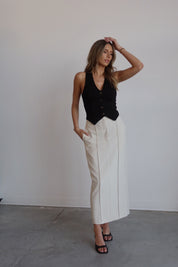 Tailored Maxi Skirt in Beige