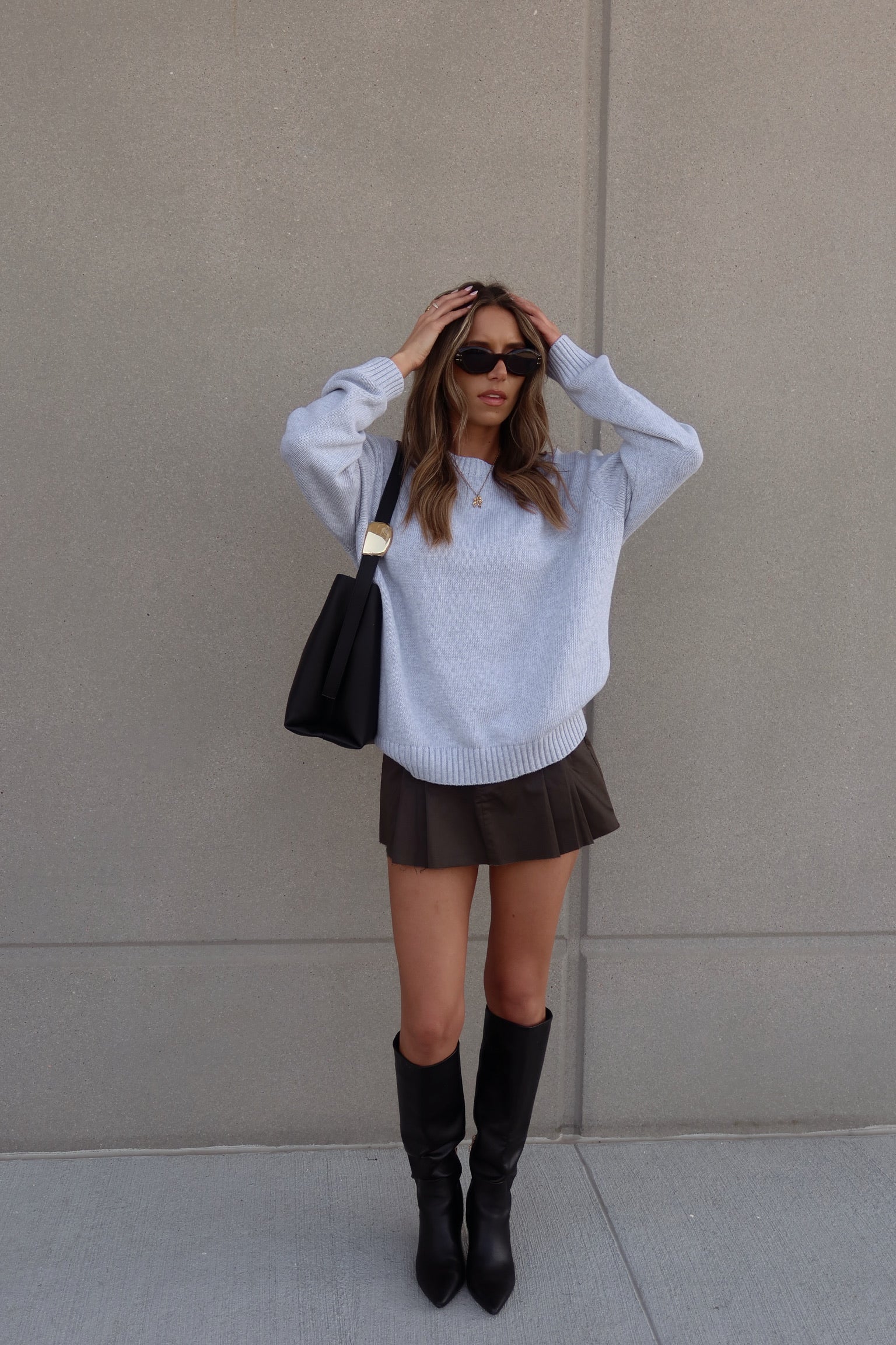 Lenny Grey Cotton Relaxed Sweater