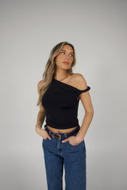 Jenni One Shoulder Top In Black