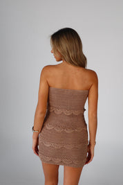 Bella Scalloped Crochet Strapless Mini Dress